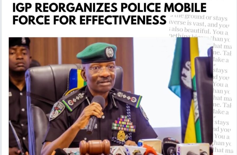 INTERNAL SECURITY: IGP REORGANIZES POLICE MOBILE FORCE FOR EFFECTIVENESS